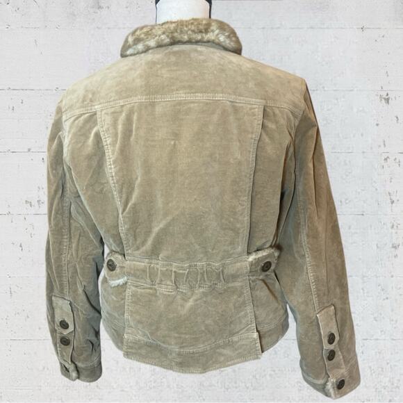 VTG Y2K Esprit Velveteen & Faux Fur Utility Jacket Retro Boho Earthy Size L - Picture 6 of 11